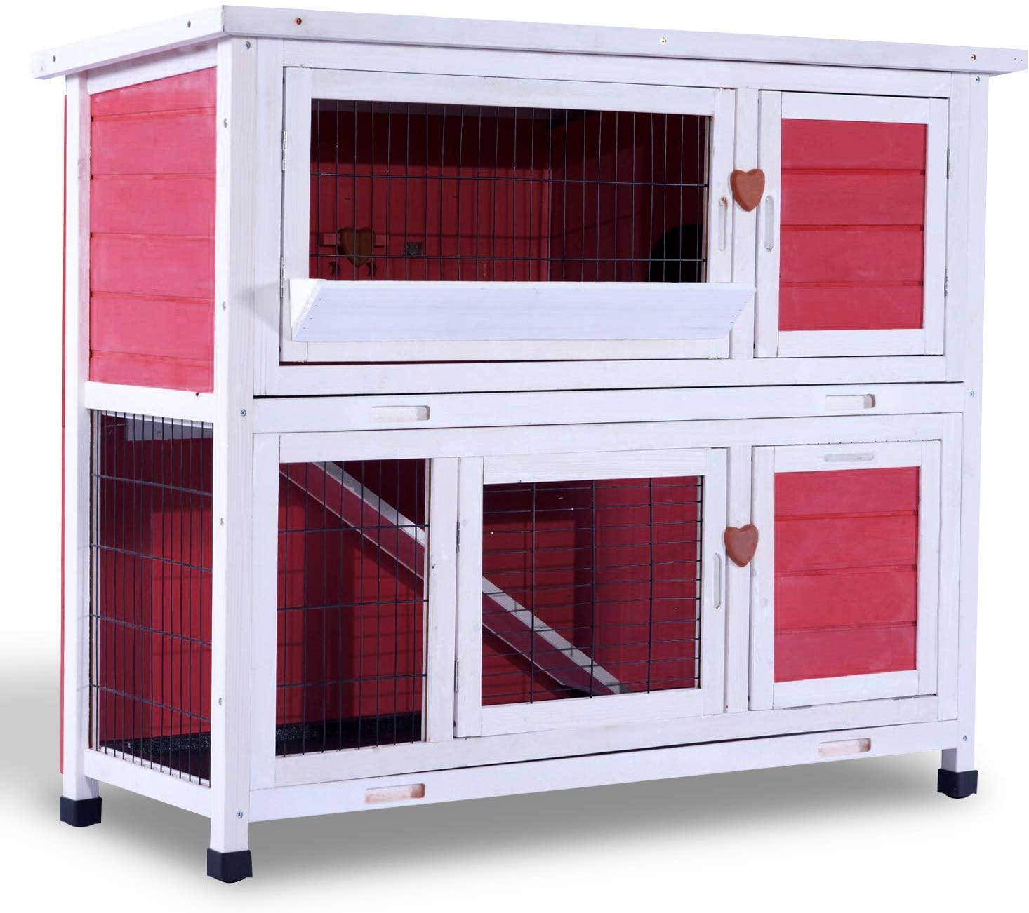 Lovupet 40" 2-Story Wooden Rabbit Hutch Small Animal House Pet Cage