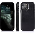 thumbnail image 6 of Design for iPhone 13 Mini Case with Tempered Glass Screen Protector Credit Card Holder Slot, Leather Wallet Phone Cases Stand Kickstand Protective Cover for iPhone13mini Men 5.4" Black, 6 of 12