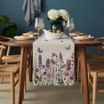 thumbnail image 2 of Purple Flowers Table Runner - 90 Inch Long, Kitchen Dining Table Runner Dresser Scarves, Spring Butterflies Lavender Daisy Beige Farmhouse Decor for Coffee Tables Wedding Party Banquet, 2 of 8
