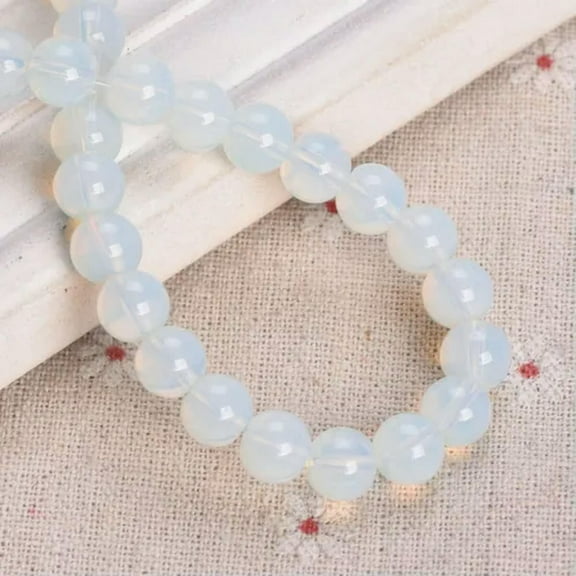 U8MO 30pcs Round 8mm Opaque Crystal Glass Loose Beads For Jewelry Making DIY Bracelet-Opal White