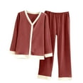 thumbnail image 6 of FDGIU Cozy Fleece Pajamas Set for Women‌, Loose Fit Winter Warm Sleepwear, Long Sleeve Winter Homewear Top & Pants, 6 of 7