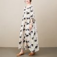 thumbnail image 3 of Vestido suelto de mujer Vintage estampado con bolsillo manga larga cuello redondo Casual vestid Abanopi  Vestido, 3 of 7
