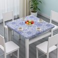 thumbnail image 3 of Blue Ethnic Geometric Pattern Square Fitted Tablecloth with Elastic Edge,Square Table Cover,Washable Elastic Table Cover for Home Kitchen Party Decor 36"x36", 3 of 6