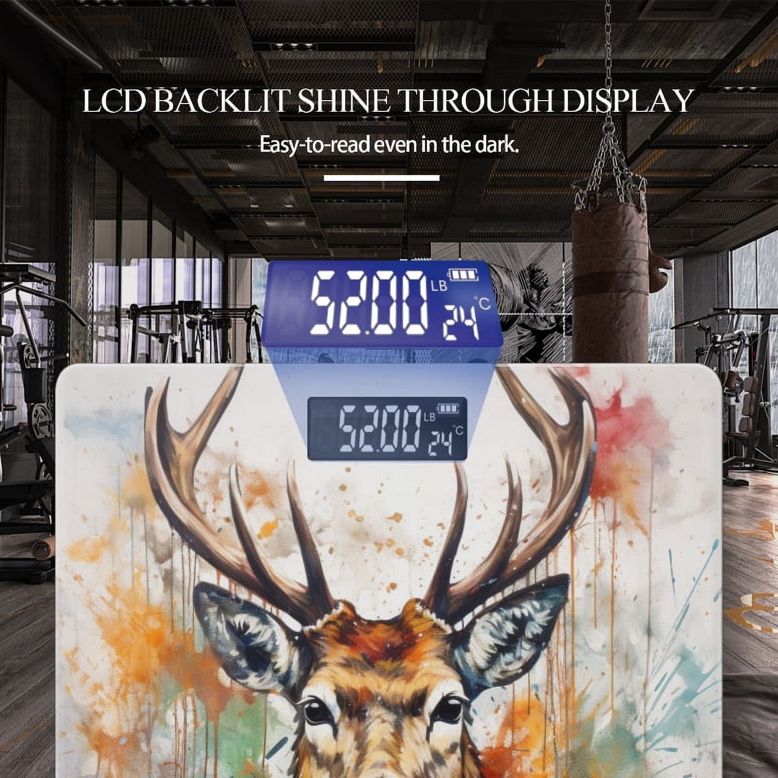Bathroom Scale, Highly Accurate Digital Body Scale,Precisely Measures Weight up to 400 lbs-Deer With Large Antlers And Set Against White Background
