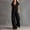 Black, variant on Women's Collared Short Sleeve Zip-Up Jumpsuit Solid Color Relaxed Fit Pocketed One Piece Outfit