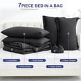 thumbnail image 2 of BDEUS 7 Pieces Comforter Set Queen，Bed in A bag，All Seasons Bedding sets with Comforter,Fitted Sheet,Flat Sheet,Pillowcases & Shames，Black, 2 of 11