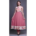 thumbnail image 2 of Bimba Robe Anarkali Aquarelle Rose Col Mandarin Sans Manches Kurtis pour Femmes Imprimé Robe Maxi XX-Grand, 2 of 6