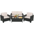 thumbnail image 2 of Lacoo 4-Piece Outdoor Indoor Patio Conversation Set with Cushions, Black/Beige, 2 of 7