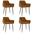 thumbnail image 1 of vidaXL Dining Chairs 4 pcs Brown Velvet, 1 of 5