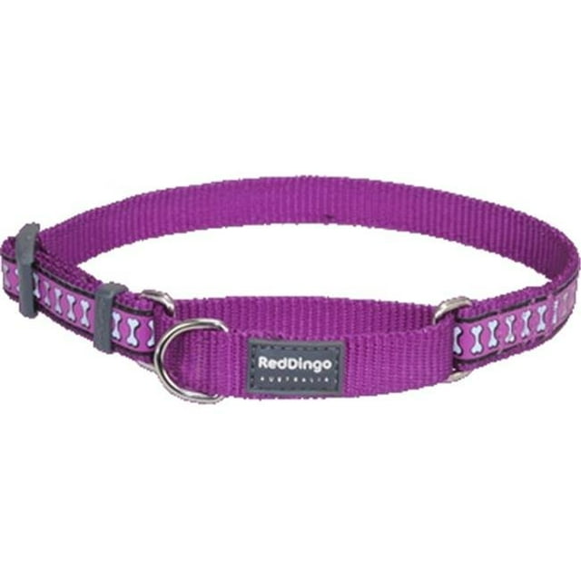 Red Dingo MC-RB-PU-ME Martingale Dog Collar Reflective Purple- Medium