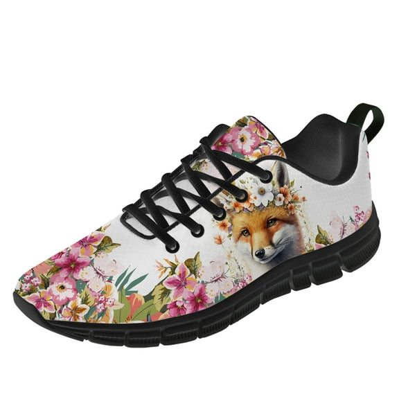 Customuart Fox Shoes Womens Running Shoes Flower Casual Sneakers Pink Size 7