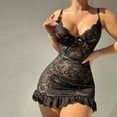 thumbnail image 2 of Womens Fashion Sexy Lingerie For Women Naughty Outfits Lingerie Deep V Teddy Babydoll Sexy Lace Bodysuit, 2 of 6
