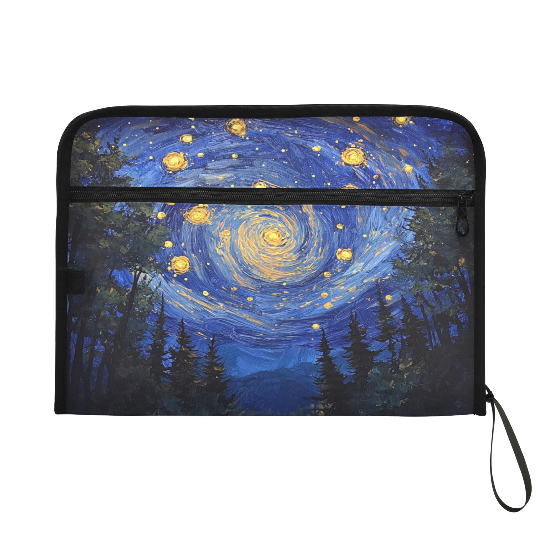 WOBOGO Starry Night Sky with Fireflies Expanding File Folder Letter Size Accordion Filing Organizer 13 Pocket Separate Organ Pocket