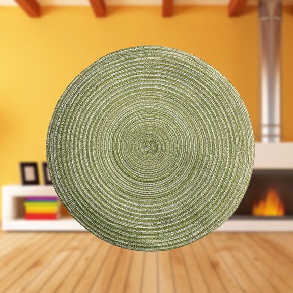 Luxshiny Green Round Cotton Dining Table Placemats with Woven Design and Non- Backing for Kitchen and Home Decor