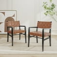 thumbnail image 2 of GDF Studio Issa PU Leather and Rubberwood Dining Chair, Brown, Set of 2, 2 of 10