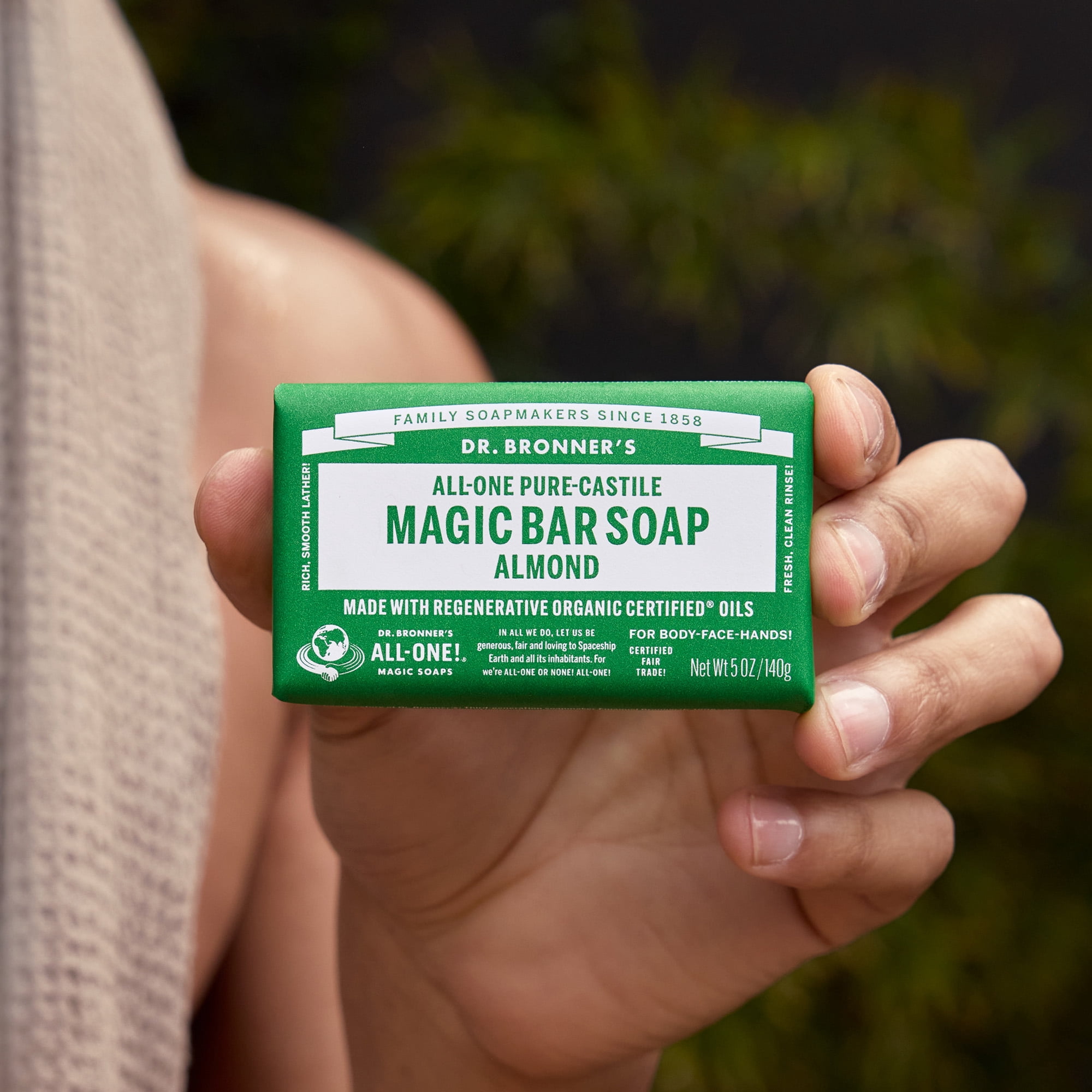 (2 pack) Dr. Bronner's Magic Bar Soap - Almond - Pure-Castile Soap - 5 oz - for face, body, hands