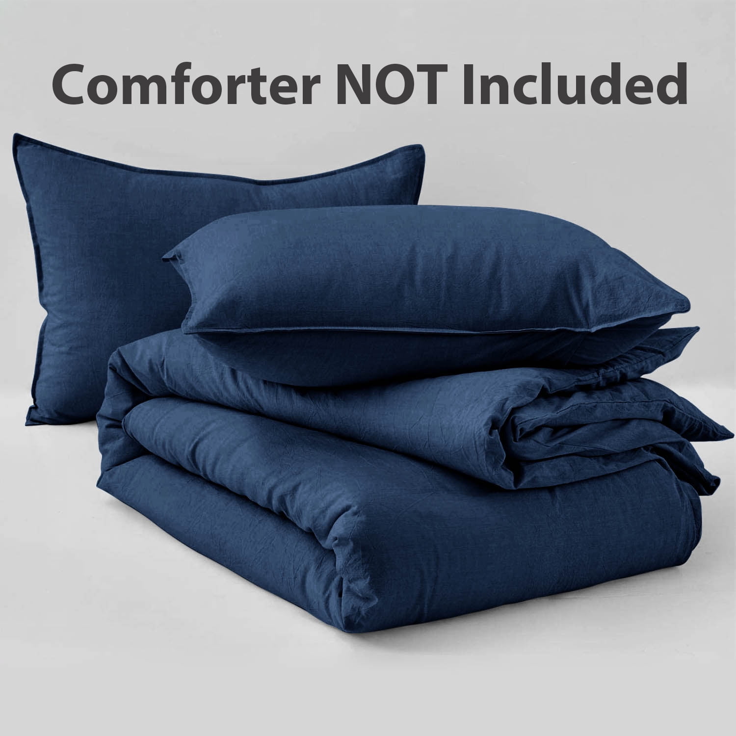 SORMAG Duvet Cover Set Soft Washed Microfiber Duvet Cover 3 Pieces Queen Navy Blue