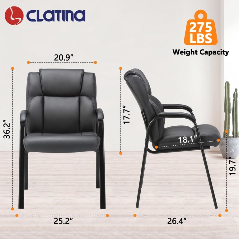 CLATINA 4-Pack Leather Guest Chair Padded Arm Rest Reception