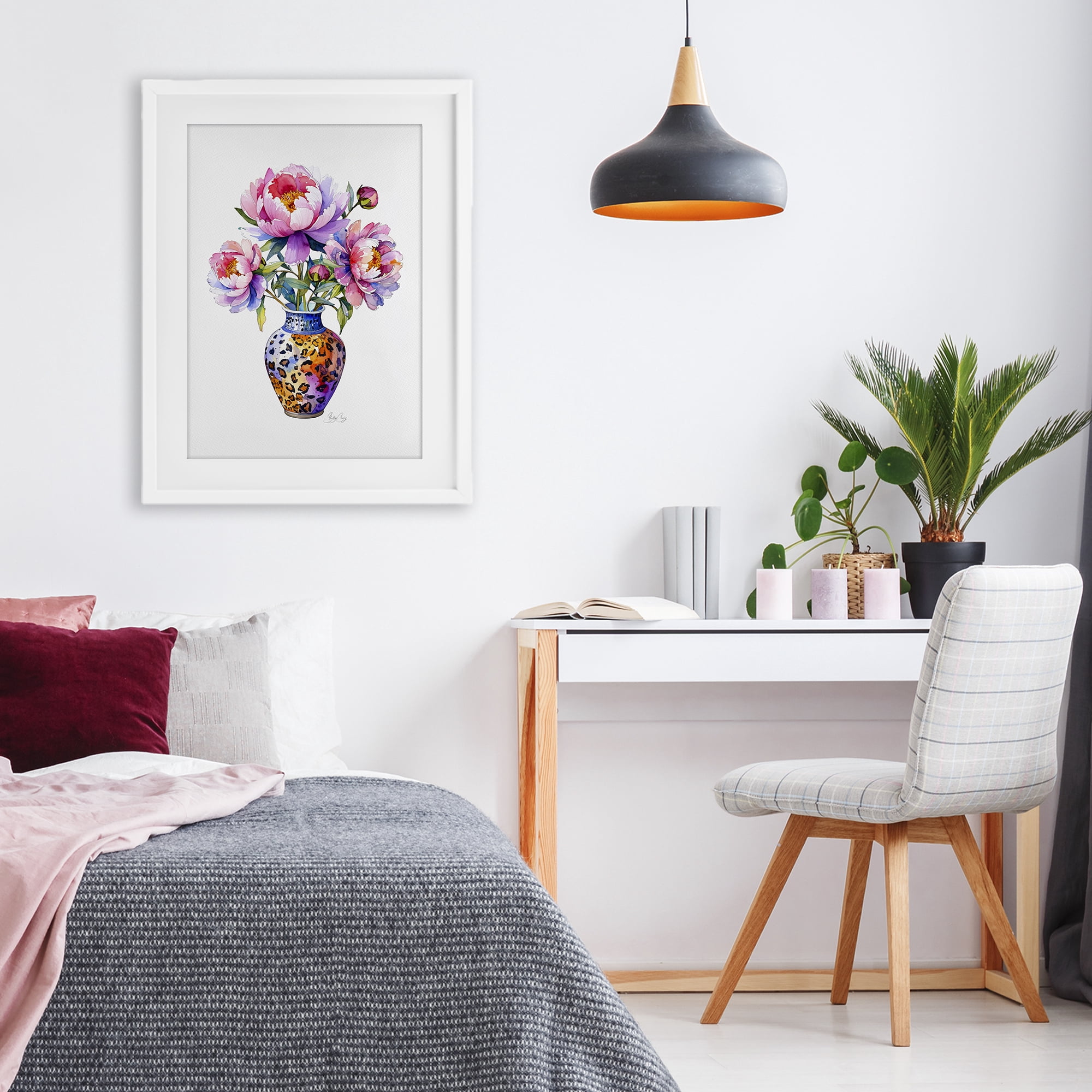 Stupell Industries Fierce Blooms Flower Vase White Framed Print Under Glass, design by Shelly Craig