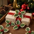 thumbnail image 7 of 10 Pcs Artificial Holly Berries, 5.12 inch Faux Berries Holly Leaves, Fake Berries with Green Leaves Christmas Tree Wreath Decor and Gift Box Warp, 7 of 7