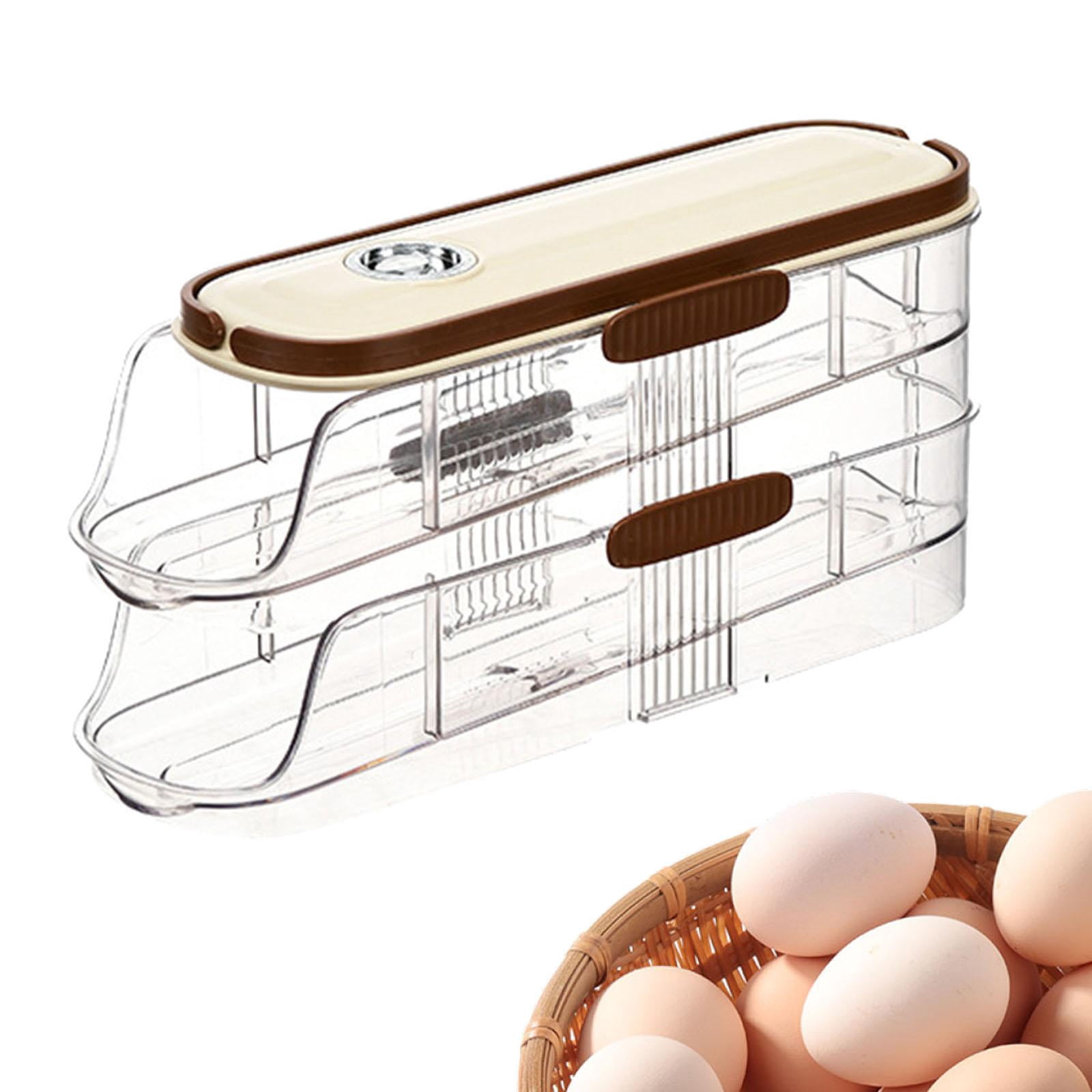 Fiocias Auto Rolling Egg Dispenser Egg Tray Egg Storage Egg Holder for Fridge for Pantry 2 Tiers