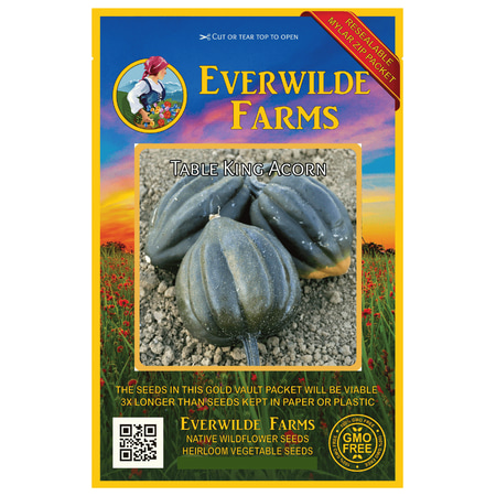 Everwilde Farms - 40 Table King Acorn Winter Squash Seeds - Gold Vault Jumbo Bulk Seed Packet