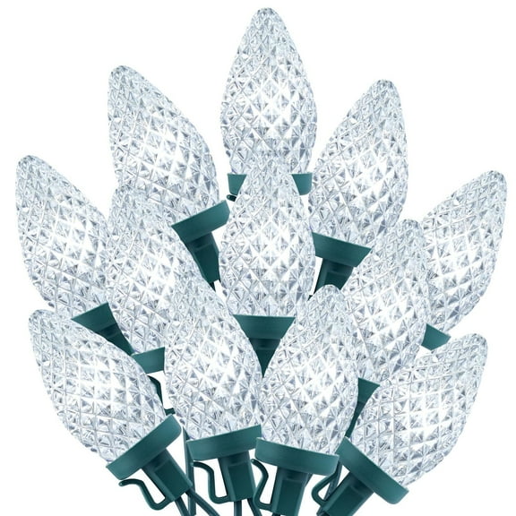 66ft C9 LED Christmas String Lights Connectable 100 Bright Bulbs White Wire