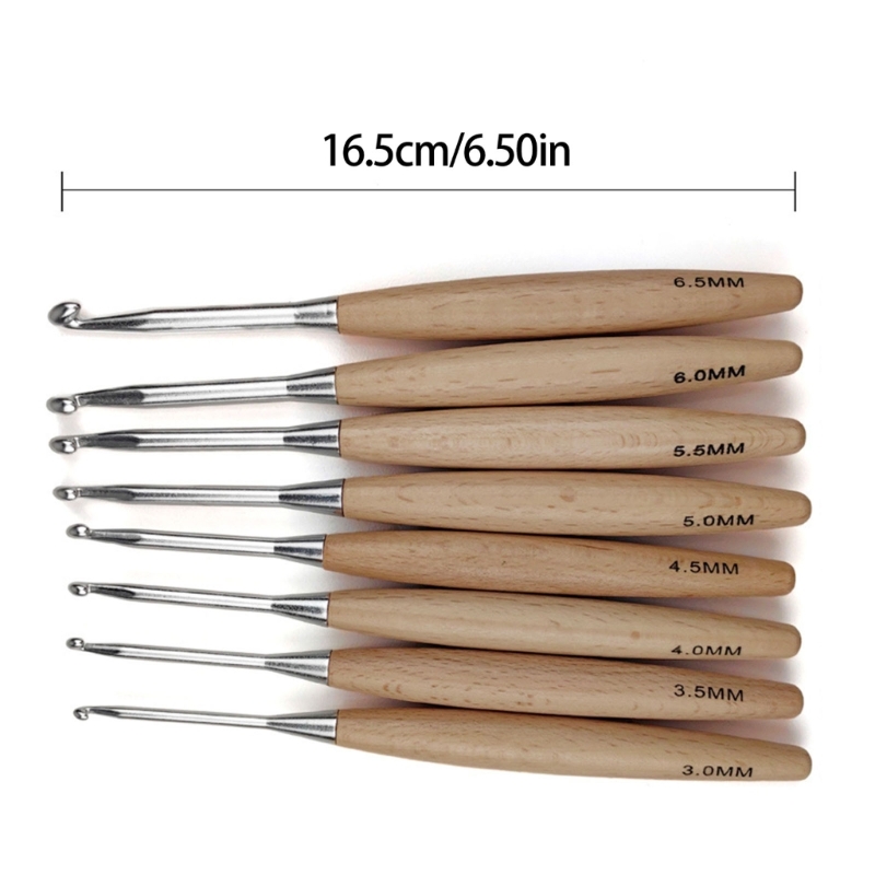 Zecic Ergonomic Grip Crochet Hook 3.0mm-6.5mm Wood Handle Crochet Hook for Knitting