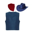 thumbnail image 2 of YiZYiF 3Pcs Kids Cowboy Cowgirl Costume Girls Boys Vintage Vest Coat with Hat Bandana Western Rodeo Outfit Navy Blue-A 12, 2 of 5