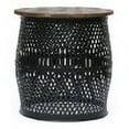 thumbnail image 6 of Rustic Mango Wood & Lace Cut Metal Side Table | Living Room End Table | Industrial Accent Table for Bedroom or Entryway, 6 of 9