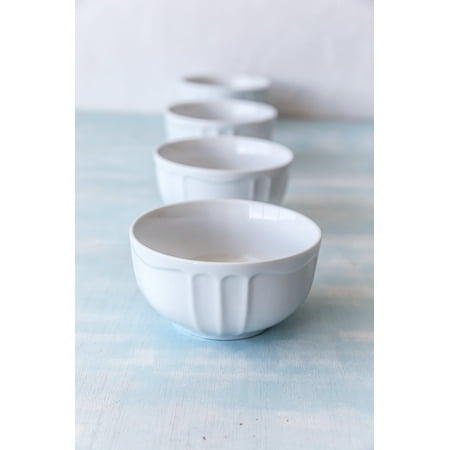 White Porcelain Bowl - overandback Porcelain Icecream bowls, Set of 4, White