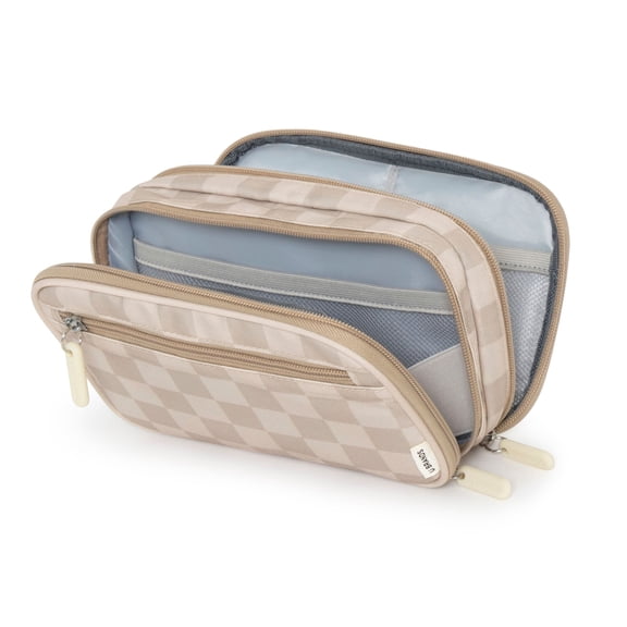 U Brands Canvas Tech Organizer for Chargers, Cords, and Accessories, 7.8 x 5 inches, Check Pattern