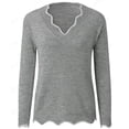 thumbnail image 3 of Listenwind Women Lace Flaky Clouds V-Neck Knitted Sweater Casual Long Sleeve Warm Knitwear, 3 of 4