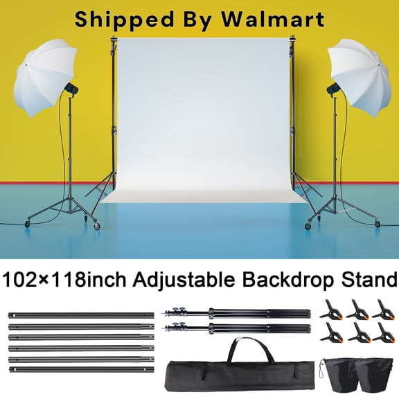 UEGOGO Pro Photo Studio Kit | 2.6x3m Adjustable Backdrop Stand System with 6 Clips, 2 Sandbags & Carry Case (No Curtain) | Perfect for Portrait/Video Shooting