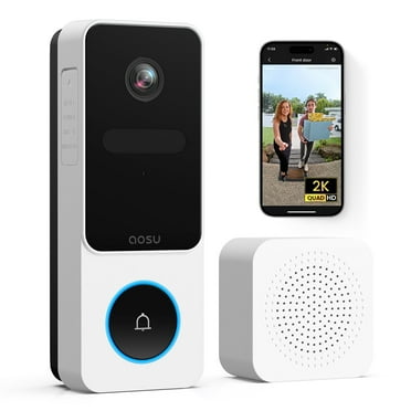 AOSU 2K /3MP Wireless Doorbell Camera with Chime, Head-to-Toe View Video Doorbell, Smart Parcel Detection, 2 Way Audio, Night Vision