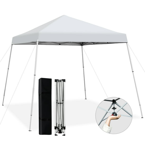 Costway 3 m x 3 m Pabellón Emergente para Exteriores, Carpa Plegable con Pata Inclinada y Bolsa de Transporte, Montaje Sencillo, Protección Solar UPF50+,Refugio de Sombra para Exteriores, Playa, Patio