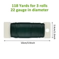thumbnail image 2 of Paquete de 3 alambre floral, 118 yardas, calibre 22, alambre de floristería verde, alambre verde flexible para manualidades, coronas de Navidad, árbol, guirnalda y flujo floral., 2 of 5