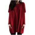 thumbnail image 2 of kayannuo Womens Tops Long Sleeve Shirts Fall Women Long Sleeve Casual Loose Fit Tunic Tops With Pockets Crewneck Sweatshirts Red, 2 of 6