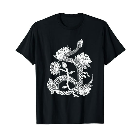 Floral Snake T-Shirt for Men Women Cotton Top Tee Fashion Casual Animal Short Sleeves