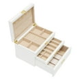 thumbnail image 5 of DENEST 3-Layers Jewelry Box Necklace Earrings Box Storage Organizer Box Case Wooden, 5 of 11