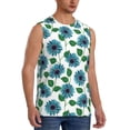thumbnail image 2 of Xecao Blue Sunflowers Print Men's Tank Top: Sleek Sleeveless Tee for Casual Sports and Beach Occasions-X-Large, 2 of 7