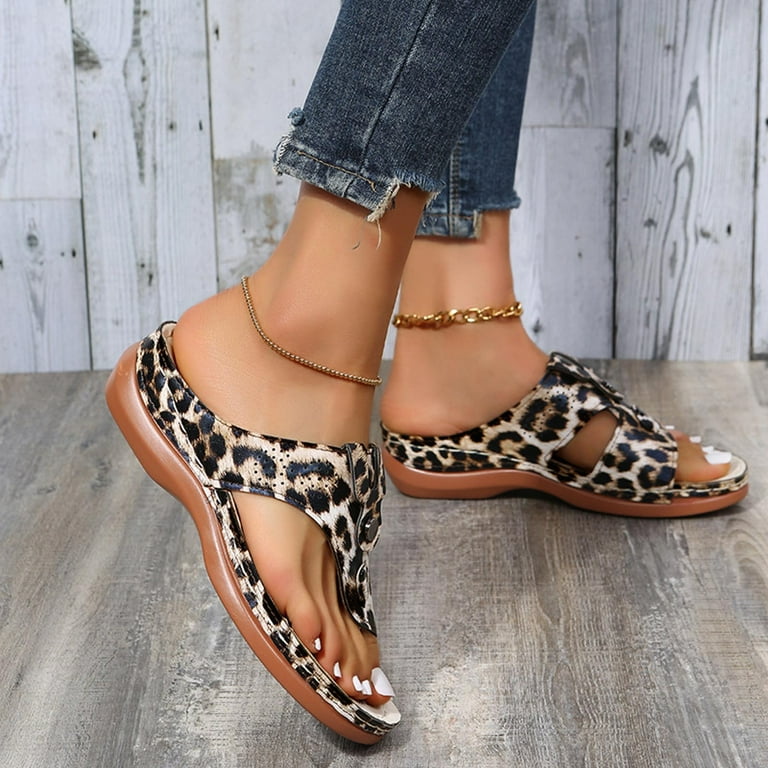 Leopard flatform deals sandals