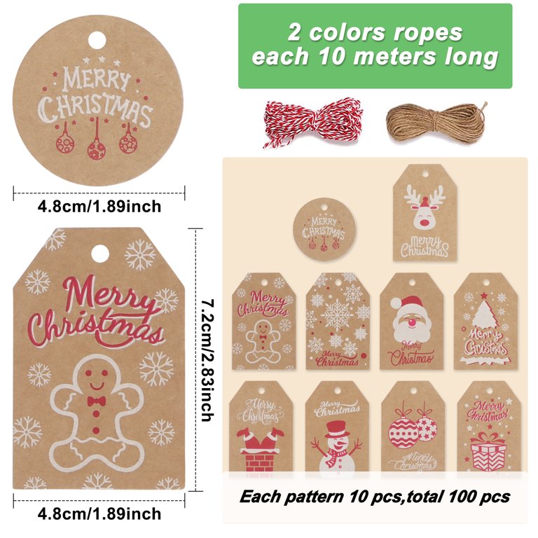 Christmas Gift Tags,100 PCS Tags for Christmas Thanksgiving Holiday De –