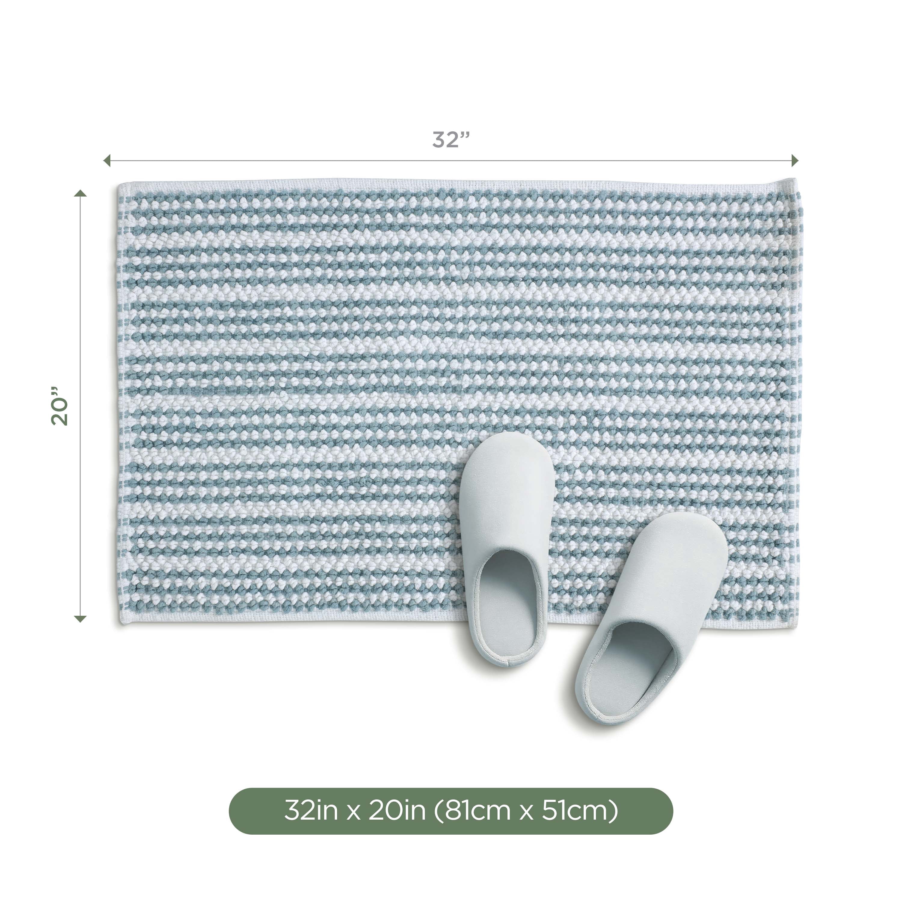 Martex Restore Stripe Cotton Bath Rug, 20" x 32", Mineral