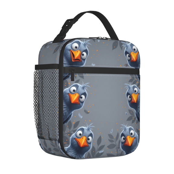 Bird Lunch Bag Insulated Reusable Cooler Tote Playful Portable Meal Prep Bag Side Mesh Pocket Work Office Picnic