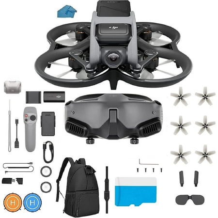 DJI Avata 2 Fly More Combo (3 Batteries), FPV Drone with Camera 4K, Immersive Experience, One-Push Acrobatics, Built-in Propeller Guard, 155° FOV, Camera Drone Compliant with FAA Remote ID With 128gb Micro SD, Backpack, Landing Pad and More Bundle