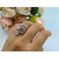 thumbnail image 4 of Three Piece Trio Set Wedding Bridal Round Ring Paraiba Tourmaline CZ 925 Sterling Silver Size 10, 4 of 7