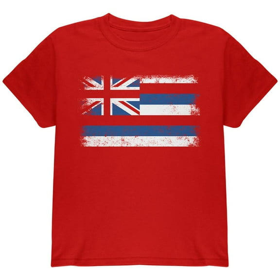 Born and Raised Hawaii State Flag Youth T Shirt Red YMD