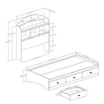 thumbnail image 2 of Pemberly Row Lit Bibliothèque Simple Contemporain en Bois avec Rangement, Blanc Pur, 2 of 2