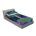 thumbnail image 2 of Ambesonne Nature Fitted Sheet & Pillow Sham Set, Digital Psychedelic Art, Twin, Purple Fuchsia, 2 of 2
